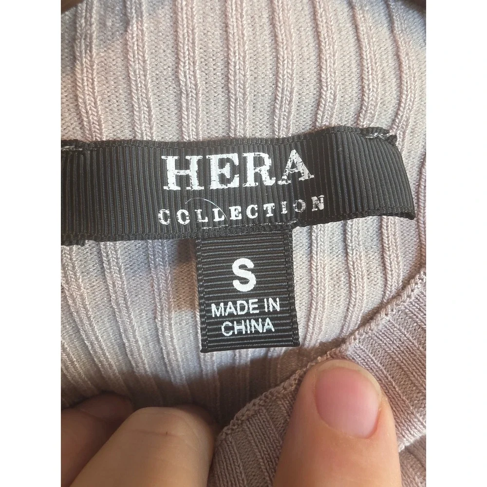 Hera Collection Mauve Ribbed Mock Neck Mesh Corset Top Long Sleeve Small - Picture 3 of 8